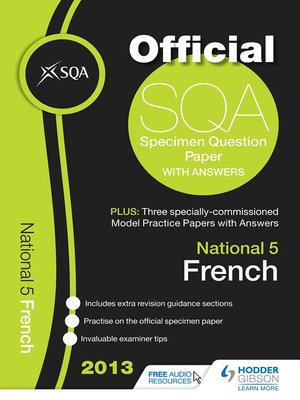 cover image of SQA Specimen Paper 2013 National 5 French & Hodder Gibson Model Papers